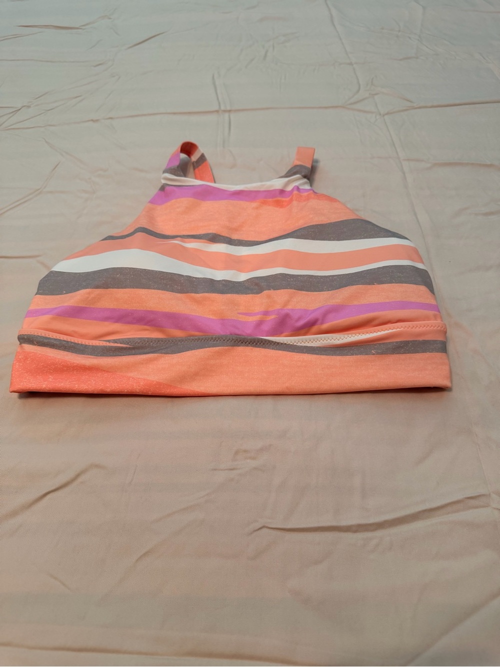 prAna High Neck Swim Bikini Top Women’s M Coral Stripe